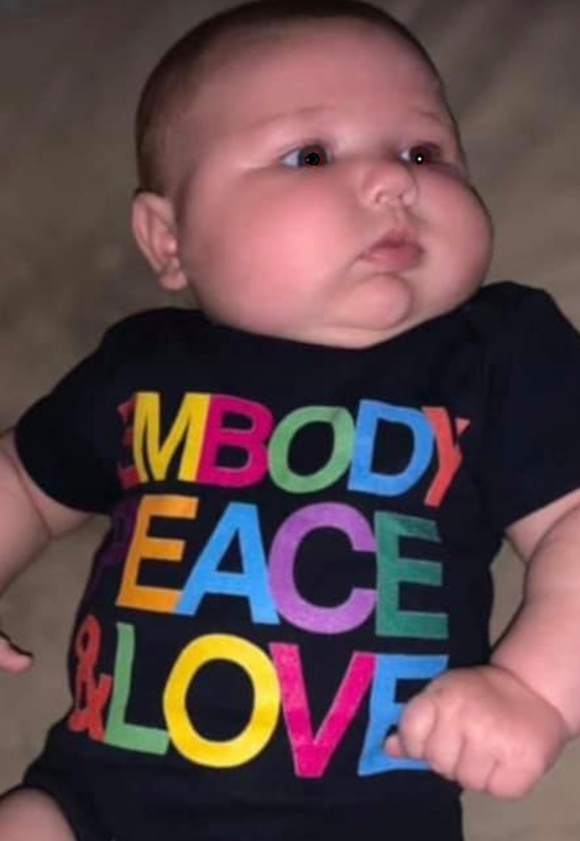 Infants Embody Peace & Love no. 1 Unisex One Piece, Organic Cotton, Made in the USA