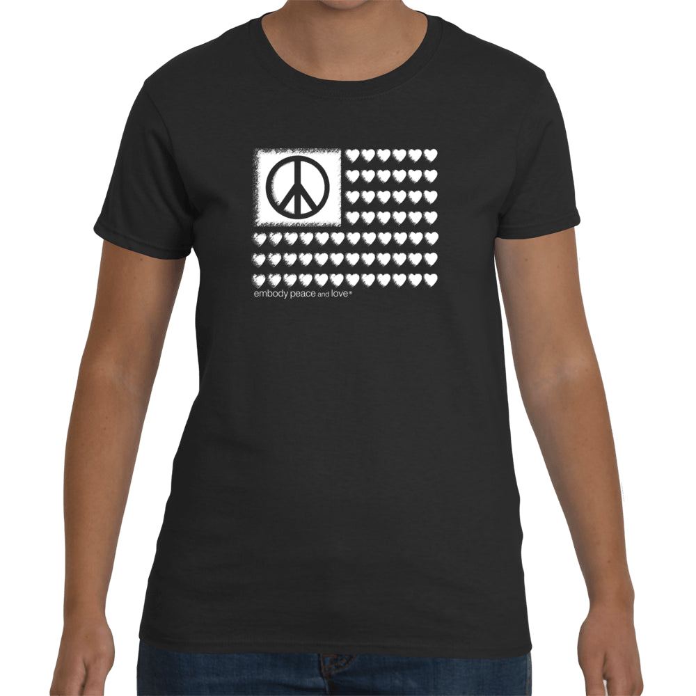 Women's Peace & Love Flag T-shirt