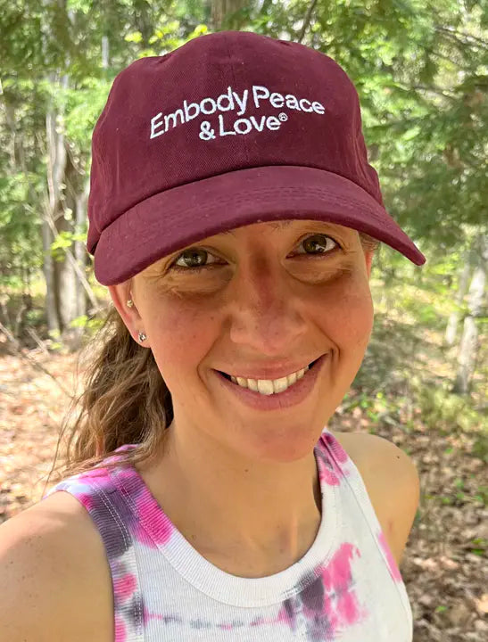 Embody Peace & Love cap: Black, Maroon