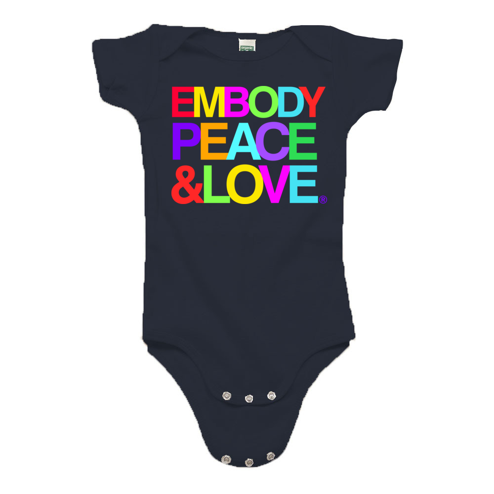 Infants Embody Peace & Love no. 1 Unisex One Piece, Organic Cotton, Made in the USA