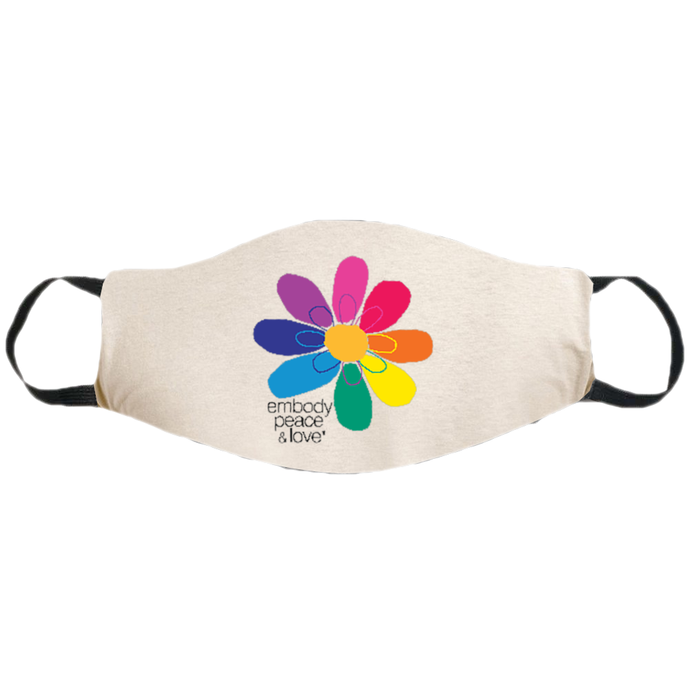 Face Mask ~ Rainbow Flower Power on a natural color mask. Buy any 2 Face Masks get $2.08 Off at checkout!