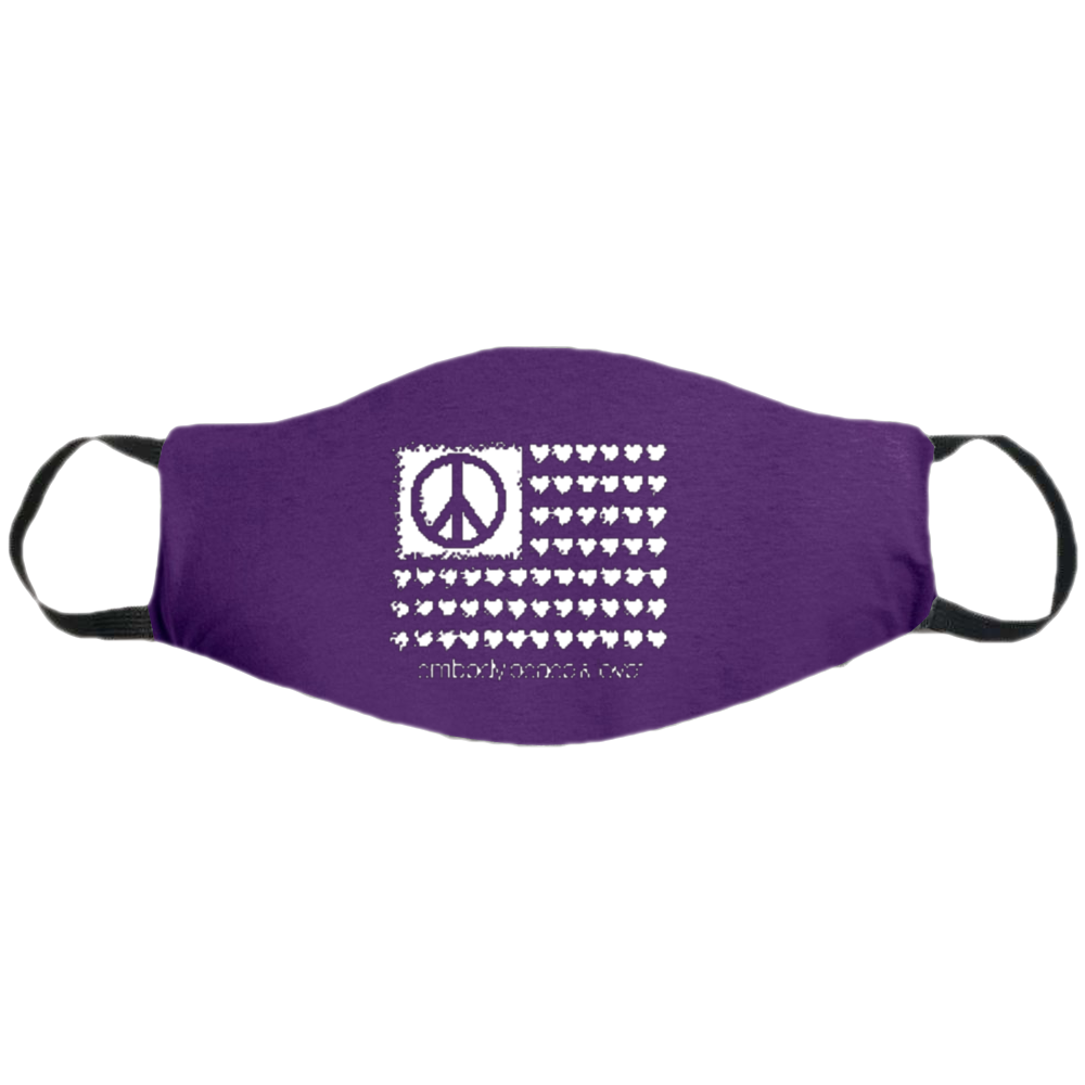 Face Mask ~ Peace & Love Flag on colored masks. Buy any 2 Face Masks get $2.08 Off at checkout!