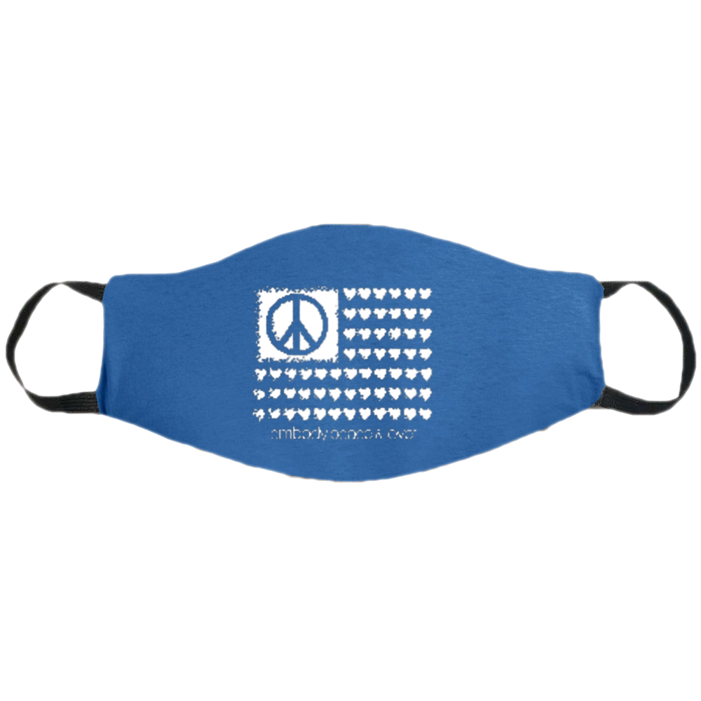 Face Mask ~ Peace & Love Flag on colored masks. Buy any 2 Face Masks get $2.08 Off at checkout!