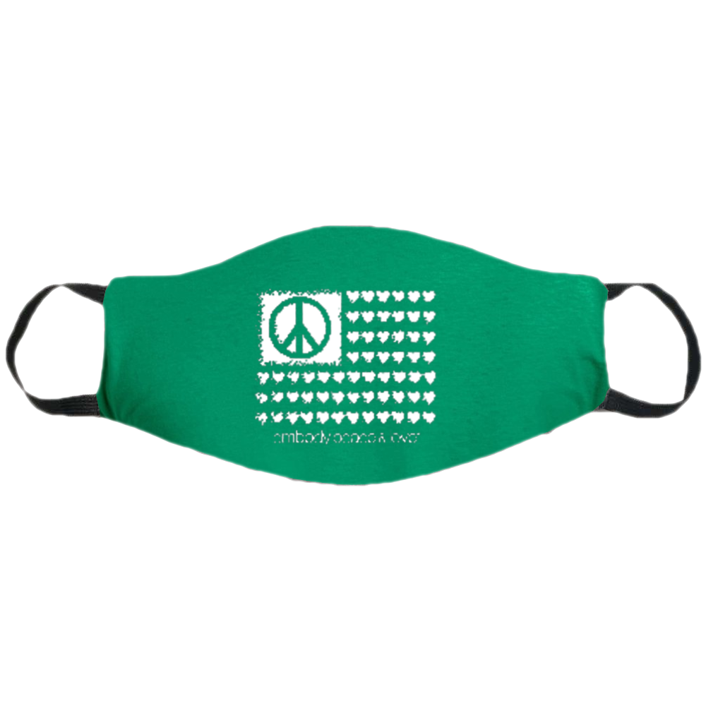 Face Mask ~ Peace & Love Flag on colored masks. Buy any 2 Face Masks get $2.08 Off at checkout!