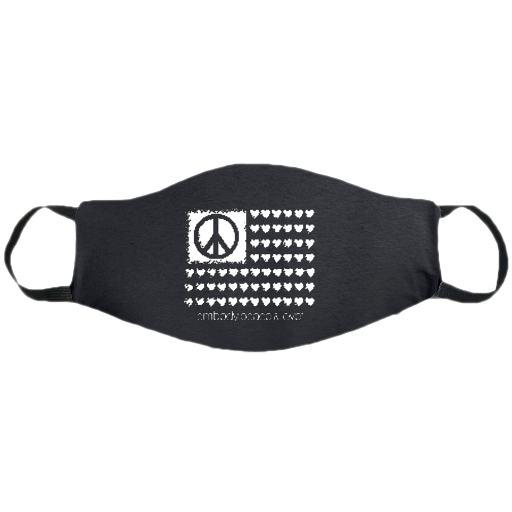 Face Mask ~ Peace & Love Flag on colored masks. Buy any 2 Face Masks get $2.08 Off at checkout!