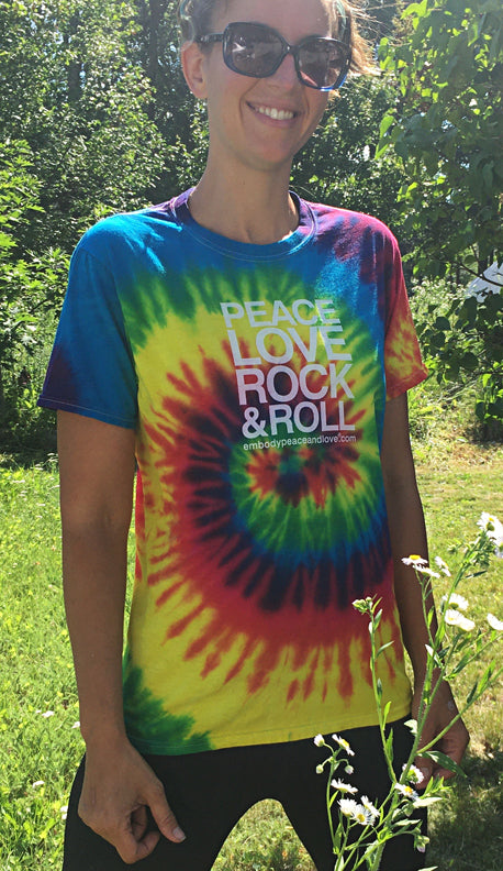 Unisex Peace Love Rock & Roll Tie Dye T-shirt