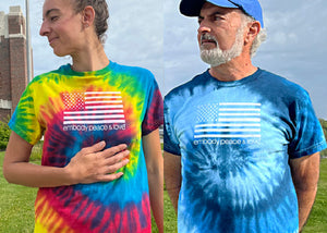 Unisex Embody Peace and Love American Flag Tie Dye T-shirt