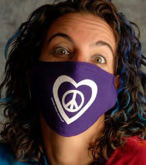Face Mask ~ Peace & Love on colored masks. Buy any 2 Face Masks get $2.08 Off at checkout!