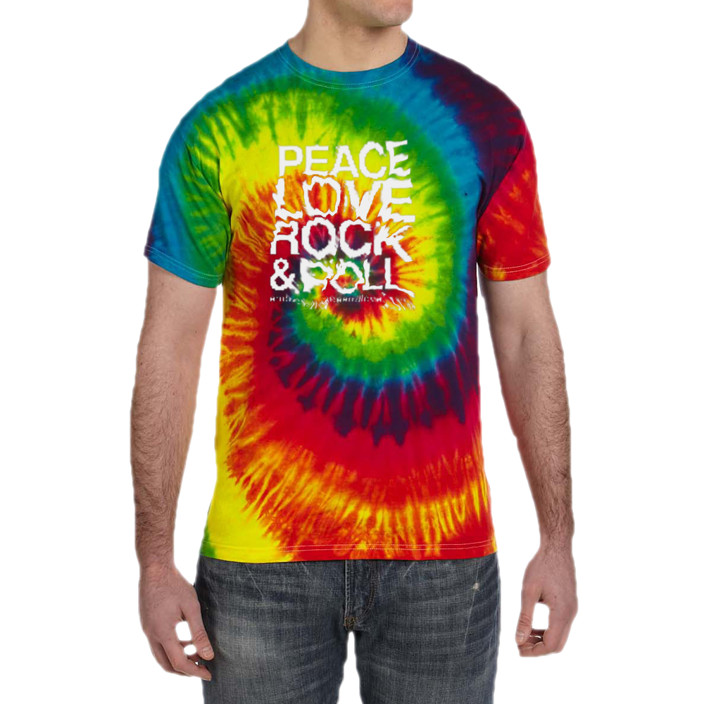 Unisex Peace Love Rock Roll Tie Dye T shirt