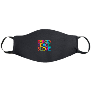 Face Mask ~ Embody Peace & Love multicolors on a black mask. Buy any 2 Face Masks get $2.08 Off at checkout!